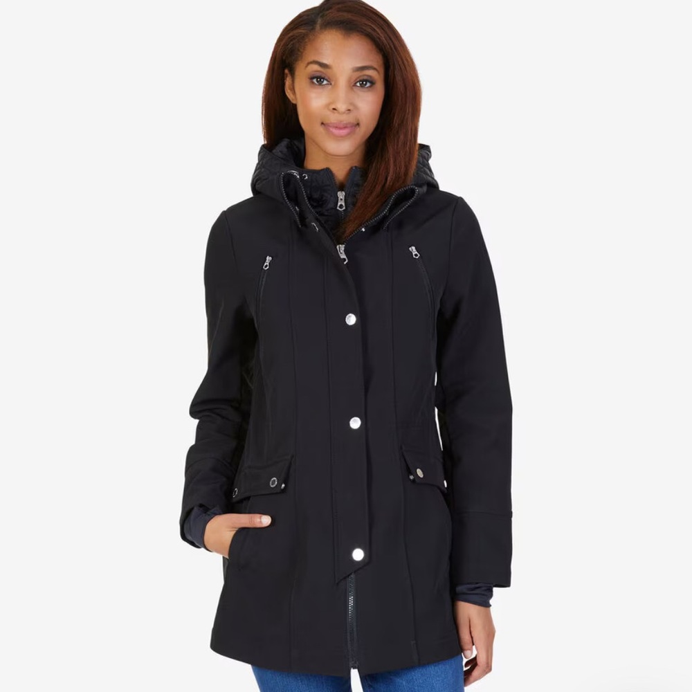 Nautica Black Jacket Weatherproof soft shell design NO HOOD women’s size large